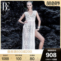 BE Van dean blouse draped yarn womens fashion drawstring high waist rope design lace soft skin fabric 2021 new