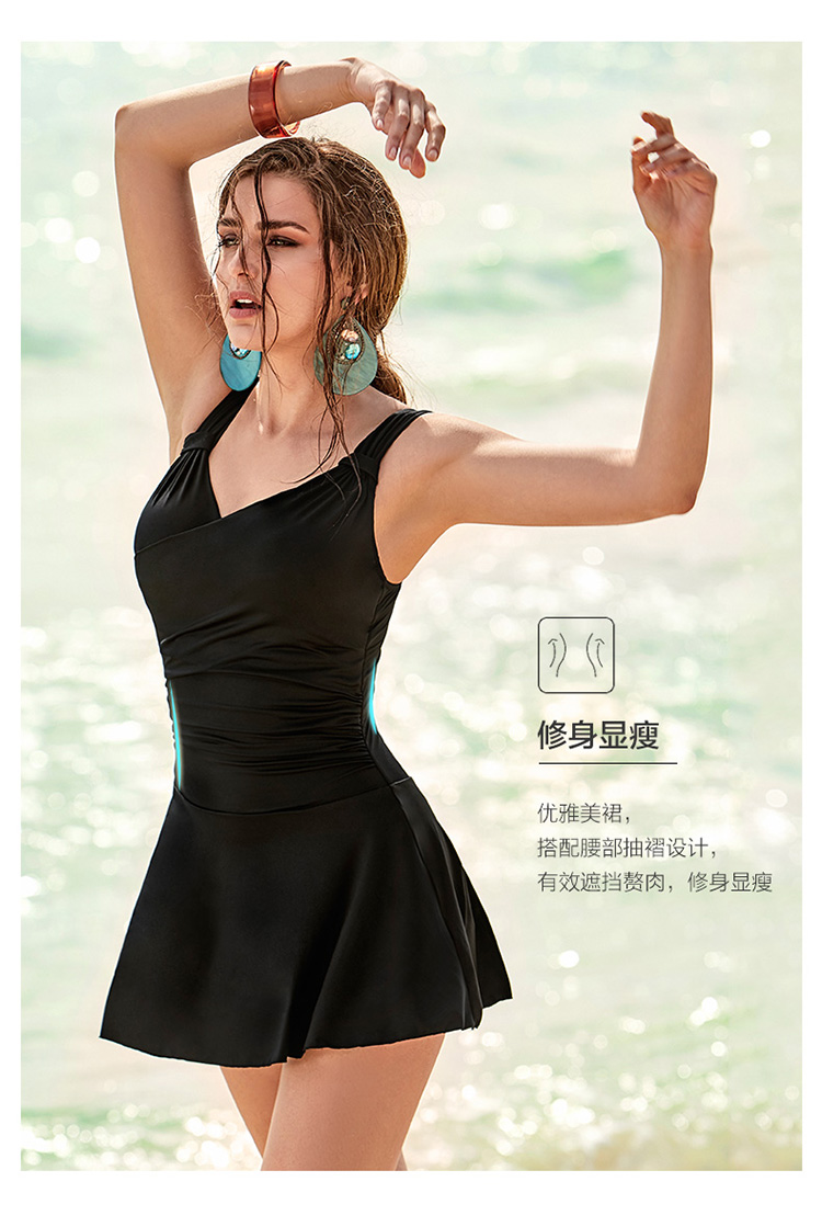 Bộ đồ tắm suối nước nóng Van Dean nữ cỡ lớn che bụng mỏng dải thép hỗ trợ bộ đồ bơi bảo thủ kiểu váy áo tắm một mảnh - Bộ đồ bơi One Piece đồ bơi liền thân bé trai