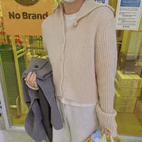 Joo Korean покупая нежные и простые большие лацкальные волосы Alpaca 50% трикотаж