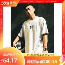 SLAMBLE short sleeve t-shirt male washed for old pure cotton boomer loose 100 lap shoulder black male half sleeve round collar