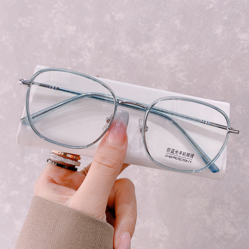 Big red book smog blue square frame Simple anti-blue myopia glasses women net red transparent glasses frame men