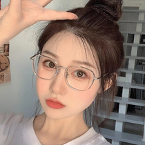 Big-name same small red book smog blue box simple anti-blue light myopia glasses female net red transparent glasses frame male