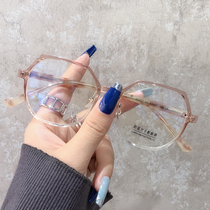 Big face thin plain face myopia glasses women can be equipped with degree transparent ins Wind haze blue glasses frame with eyes