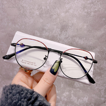 Small face small frame light luxury pure titanium myopia glasses women can be equipped with degree eye anti blue light Net red glasses frame tide