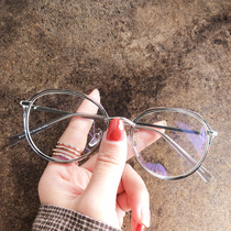 Little red book with the small crowd anti-blue transparent myopia glasses female tide protection eye flat lens Net red glasses frame