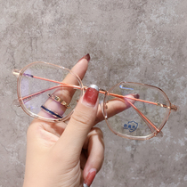 Plain thin face multilateral square transparent myopia glasses female anti-radiation anti-blue fatigue discoloration eye frame