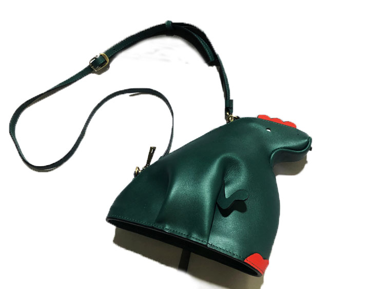 Original Tyrannosaurus Dinosaur Leather Lady's Messenger Bag First Layer Leather Phone Bag Animal Type Mini Shoulder Bag Gift