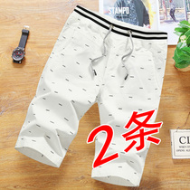 2 pairs of summer five-point beach shorts Mens home loose pants large pants wear sports large size seven-point pants