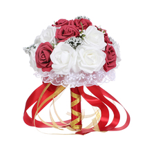 Wedding bride holding flower ribbon lace wedding Korean ball simulation flower Chinese bridesmaid shooting wedding supplies