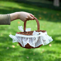 Portable small flower basket imitation rattan woven flower arrangement basket ornament for taking photos pastoral flower art internet celebrity flower shop flower pot