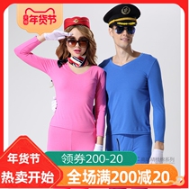 Duocai men women V-neck autumn clothes Autumn pants thin models thermal underwear heart collar set DX6685 DX5685