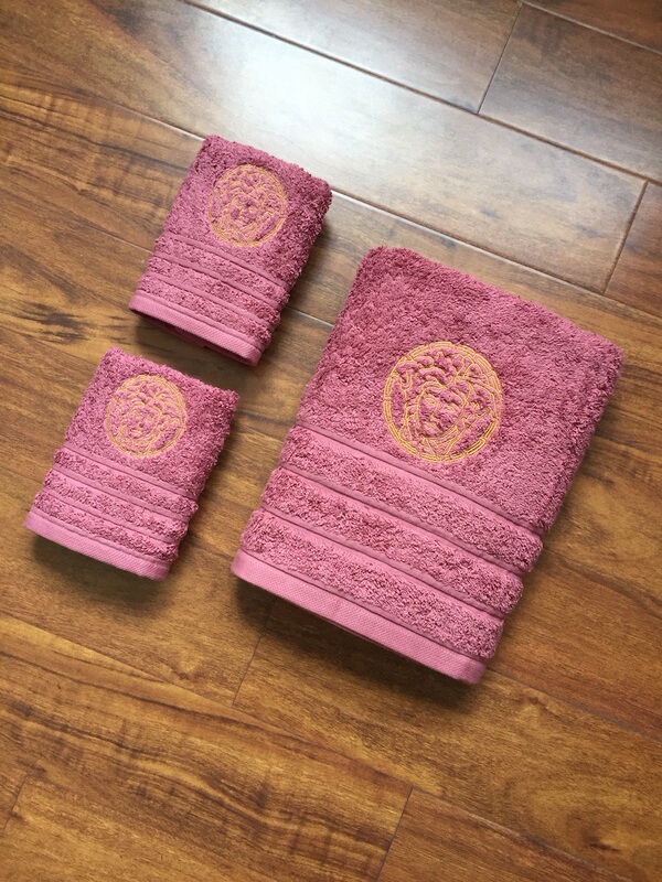 Exported Lao Fan Fishe Long-Staple Cotton Pure Cotton Rose Red and Royal Blue Couple's Bath Towel Set, Thickened