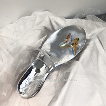 Net red fairy Feel clip toe inner heightening butterfly water drill buckle cover toe low heel beach wearing cool slippers female