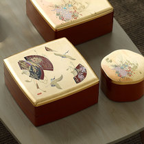 Japan Import Front Heavy Lacquered Ware Day Style Tea Pan Fruit Pan Gold Leaf Flower Type Artisan Artisanal Snack Box Candy Containing Box