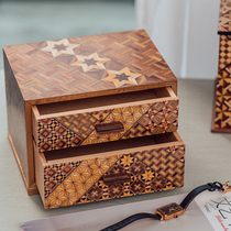 Japan Import Consignment Wood Fine Work Jewelry Containing Box Day Style Handmade Jewelry Box Solid Wood Parquet Tabletop Containing Gifts