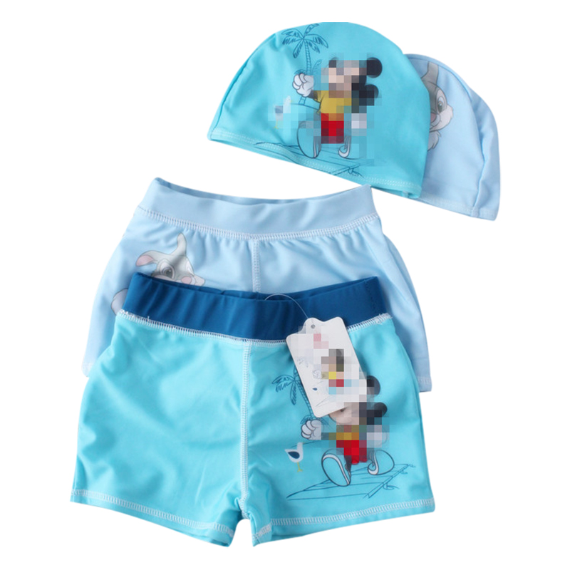 2-8-year-old US foreign trade boy professional swimsuit Mickey fashion swimsuit with swimming cap