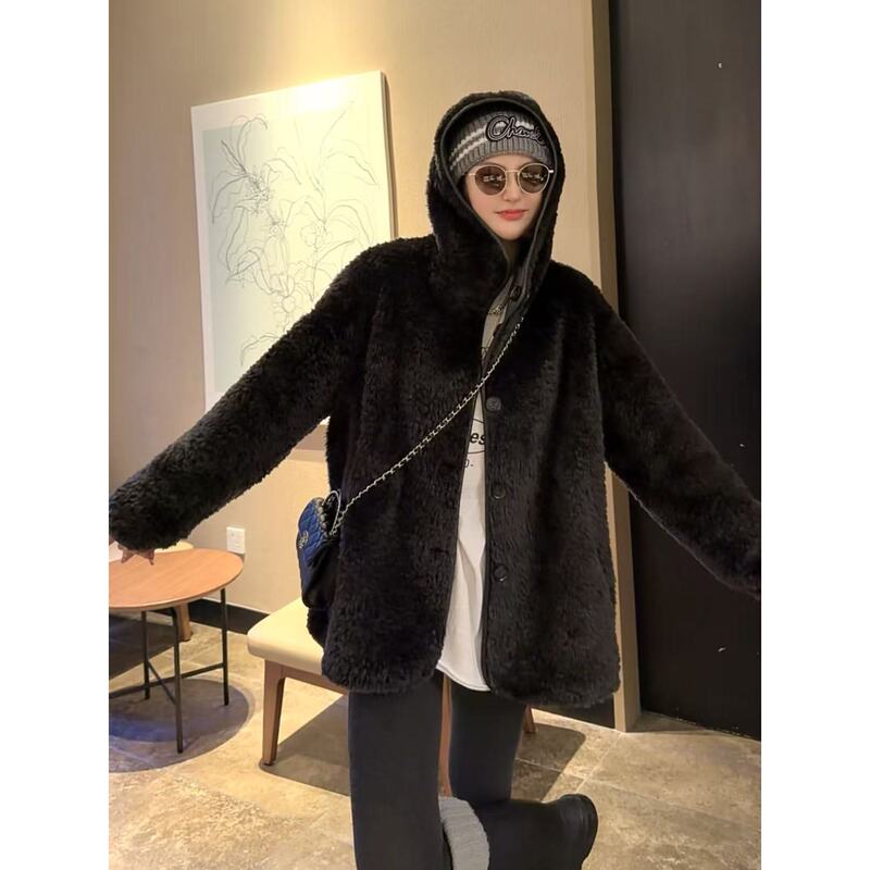 "Paris Winter Night" Largon Fur One-Piece | Reversible Hooded Mid-Length Fur Coat Zjpz-2569 "Paris Winter Night" Largon Fur One-Piece | Reversible Hooded Mid-Length Fur Coat Zjpz-2569