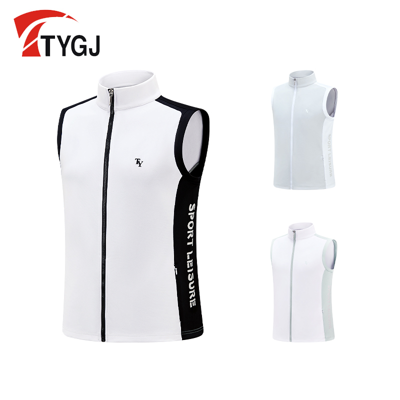 Golf Clothing Men's Stand-Up Collar Windproof Vest Slim-Fit Jacket Casual Men's Sleeveless Sports Top