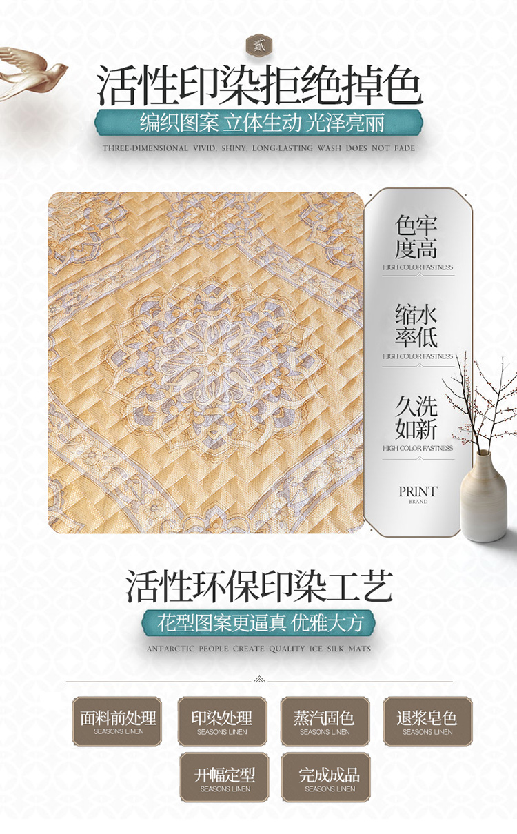 Băng lụa mat giường bìa ba bộ 1.8 tờ có thể được rửa thảm 1.5 mùa hè điều hòa không khí giường mềm váy 	chân váy giường