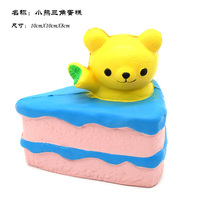 New simulation slow rebound PU triangle bear cake squishy soft pinch fake bread girl vent toy