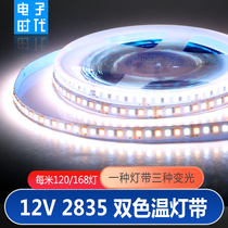 24v2835 two-color temperature patch light strip LED 12v8mm white light led light bar intelligent dimming discoloration