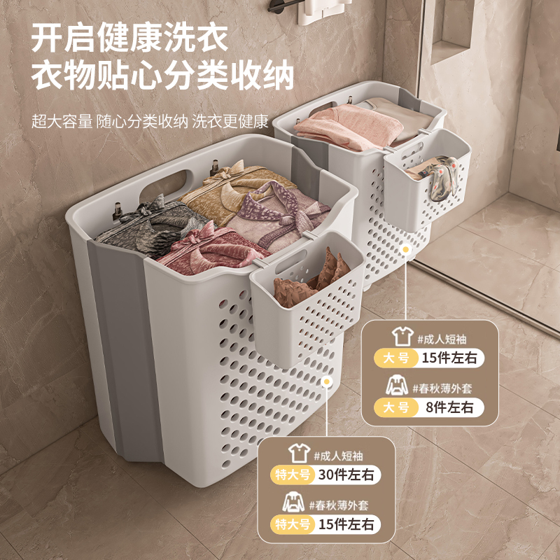 Dirty Clothes Basket, Household Laundry Basket, Wall-Mounted, Foldable, for Bathroom, for Storing Dirty Clothes, Storage Basket, Bathroom Essential Dirty Clothes Basket, Household Laundry Basket, Wall-Mounted, Foldable, for Bathroom, for Storing Dirty Clothes, Storage Basket, Bathroom Essential