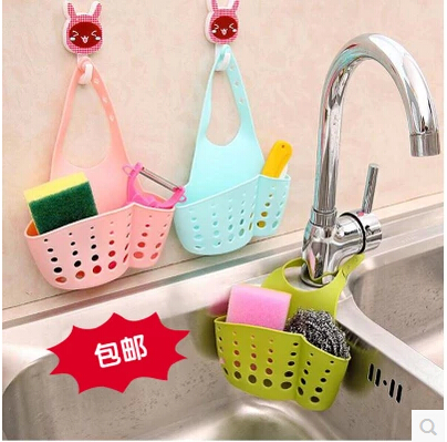  Kitchen by buckle-type sink drain hanging bag tap sponge hanging draining rack containing shelf shelf