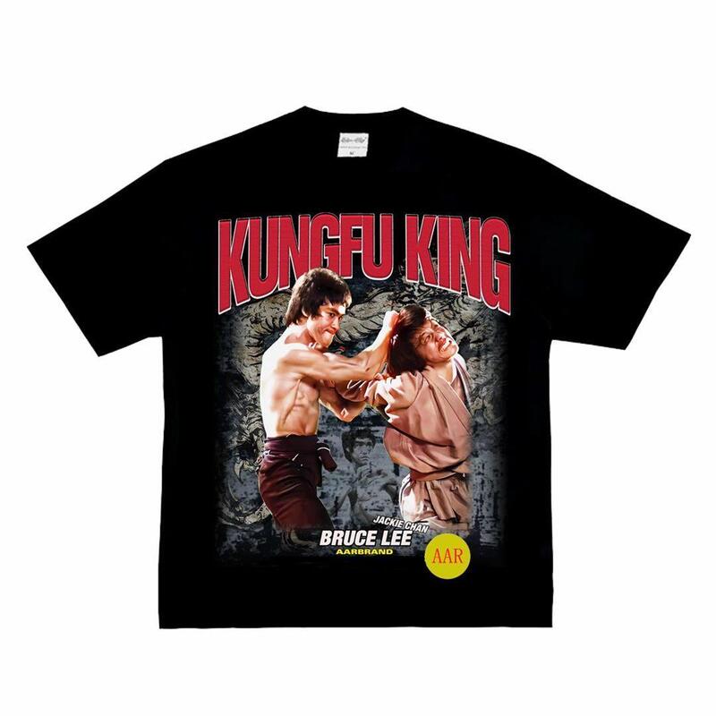 Li Xiaolong Vs Chenglong Original Kung Fu King American Retro Printed T-Shirt Street Short-Sleeved T-Shirt Li Xiaolong Vs Chenglong Original Kung Fu King American Retro Printed T-Shirt Street Short-Sleeved T-Shirt