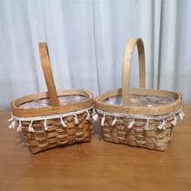 New pastoral Chinese mainland rattan weaving home decoration flower arrangement basket hand-held wedding full moon gift basket