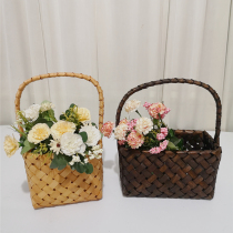 New Yilin Craft Pastoral Willow Purely Handmade Hand-woven Flower Basket Wedding Birthday Souvenir Basket Ornaments