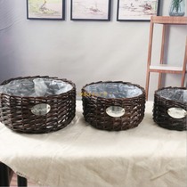 European style new creative pothos flower basket pastoral wicker rattan plant flower pot succulent flower pot home decoration basket