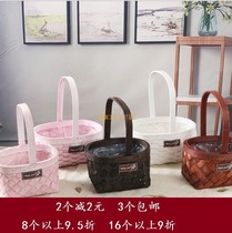 Grass basket Mainland Chinas new creative hand-woven European-style flower arrangement green dill fleshy wicker wall decoration portable