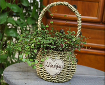 Hot-selling pastoral three grass-woven non-rattan flower pots flower utensils creative home crafts ornaments fleshy flower baskets