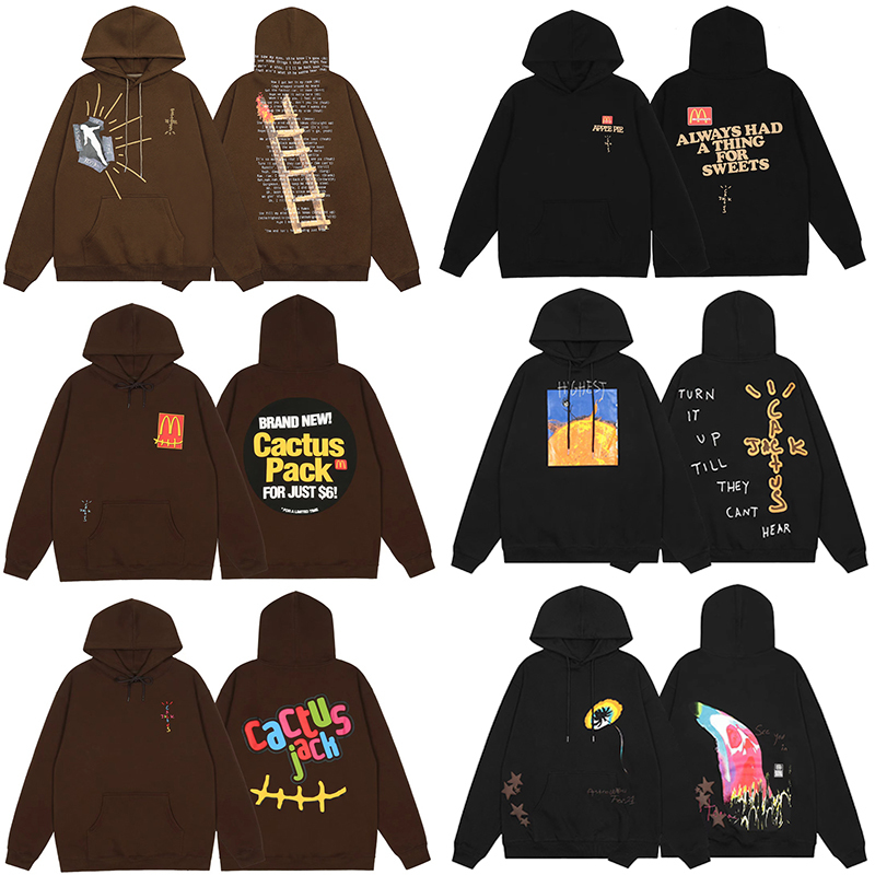 Travis Scott Sweatshirt Collaboration High Street Loose Foam Print Ts Mcdonald's Jacket Fleece-Lined Hoodie for Men