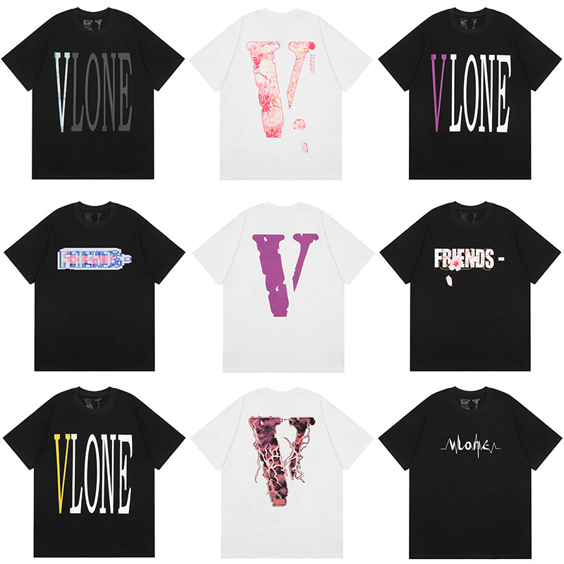 VLONE JERRY с короткими рукавами и большим V-образным вырезом, светоотражающие свободные футболки с короткими рукавами cherry blossom для мужчин и женщин, пары Wang Yibo, одна и та же футболка бренда tide Изображение 1