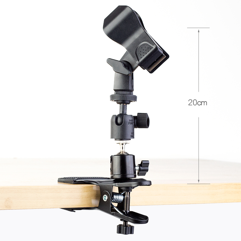 Desktop Vigorous Clip Microphone Microphone Microphone Support Holder Mobile Phone Live Self Beat Universal Tripod Head Fixed Clip Table Side Bracket
