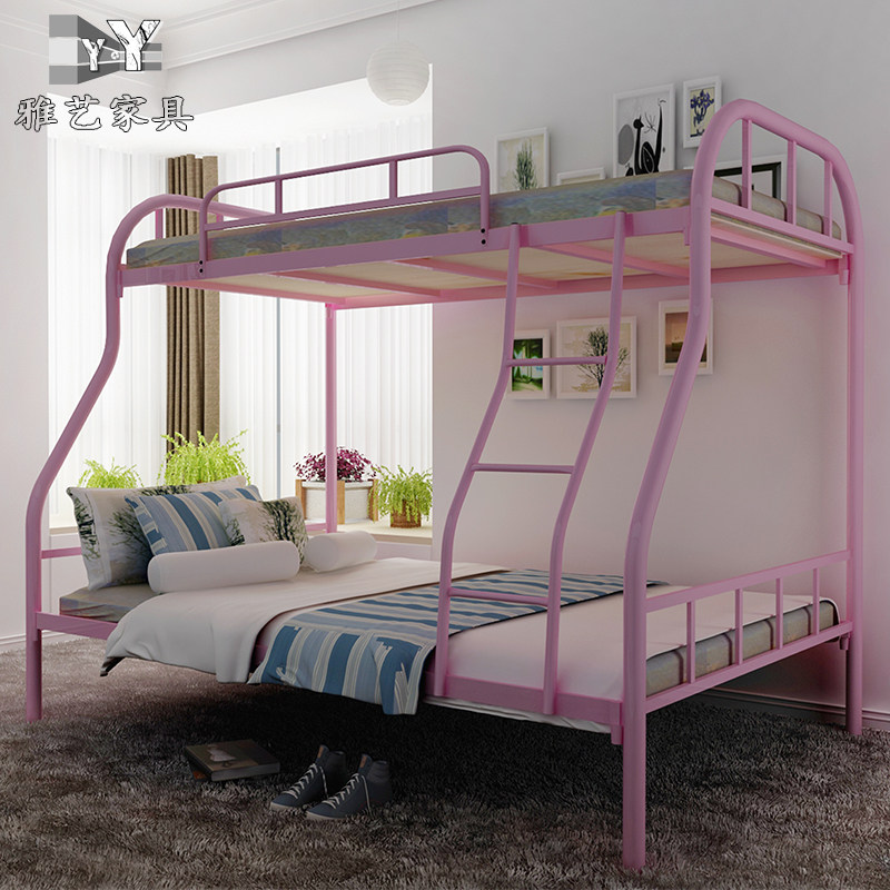 Iron bed high and low bed three - tire double bed adult 1 5 m iron shelf bed bed to bed staff dorm bed