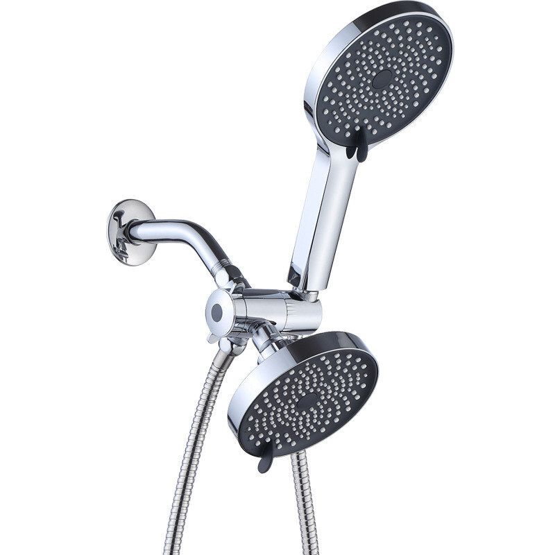 Cross-Border American-Style North American Wall-Mounted Concealed Dual Showerhead Three-Way Diverter with Socket Showerhead Set