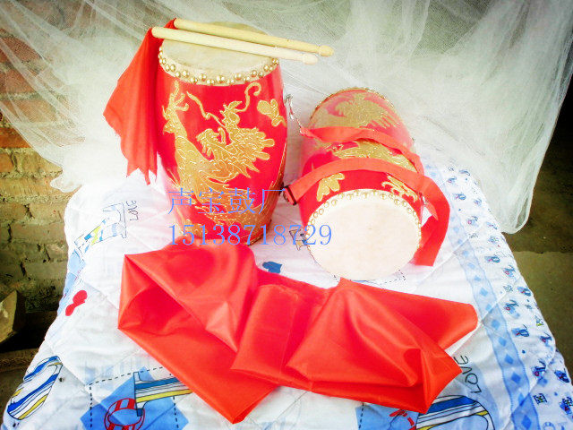 14 ~ 15 cm Wooden Sketching Dragon Rice Seedlings Song Dance Performance Headlayer Cow Leather Adult Anse Waist Drum 