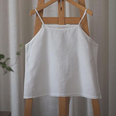 Summer thin pure cotton halter top, short shirt, loose, regular sleeveless solid color, versatile women's innerwear for home use