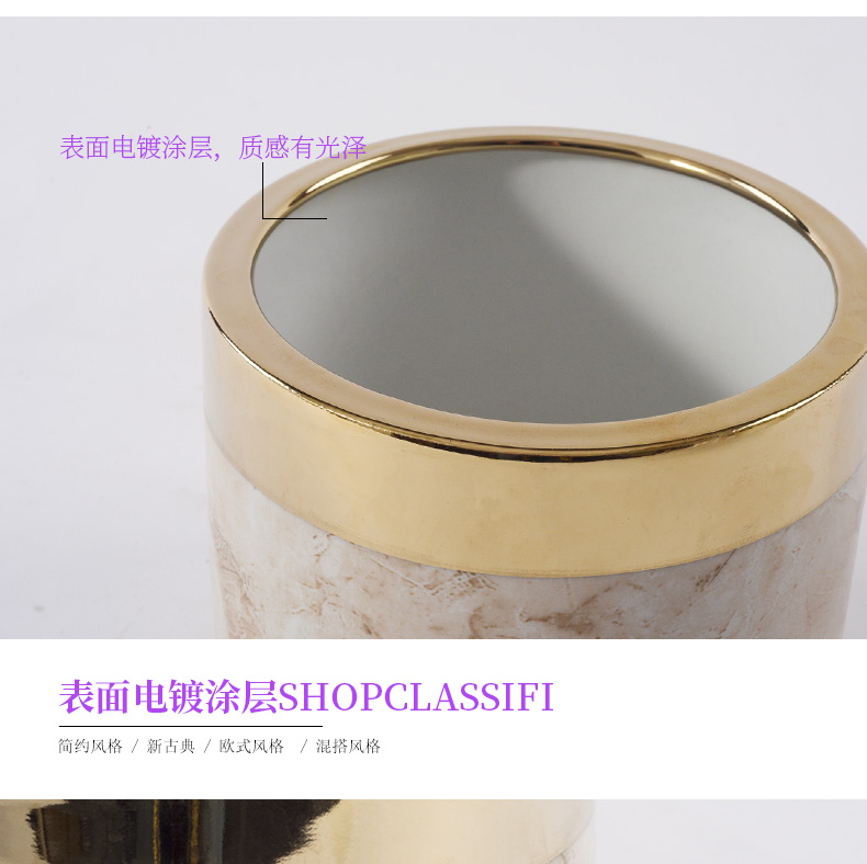 Jane beautiful marble ceramic vase color plating metal household soft outfit furnishing articles between example interior decoration flower