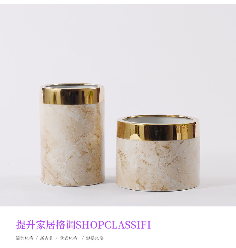 Jane beautiful marble ceramic vase color plating metal household soft outfit furnishing articles between example interior decoration flower