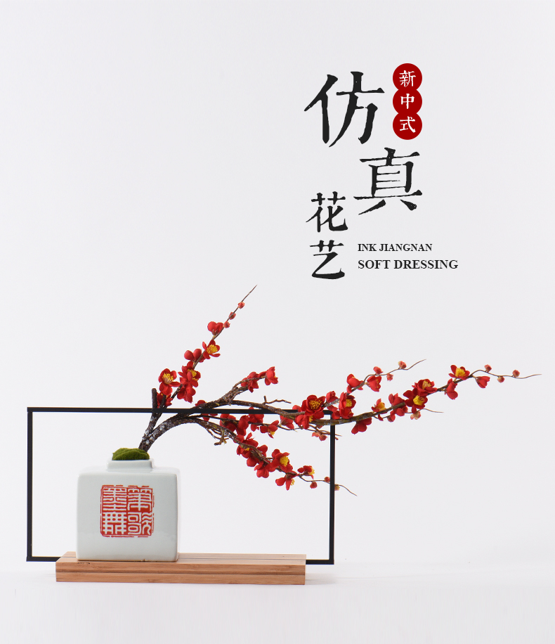 Ceramic vase furnishing articles, the sitting room is the study of new Chinese style name plum flower potted flower, flower implement example room dry flower, flower art as a whole