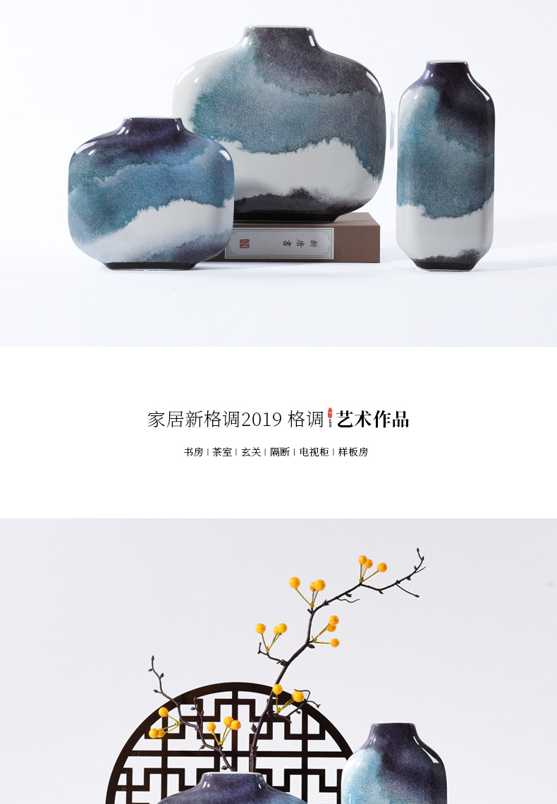 New Chinese style ceramic vase furnishing articles of modern creative flower arrangement sitting room porch zen retro TV ark, home decoration