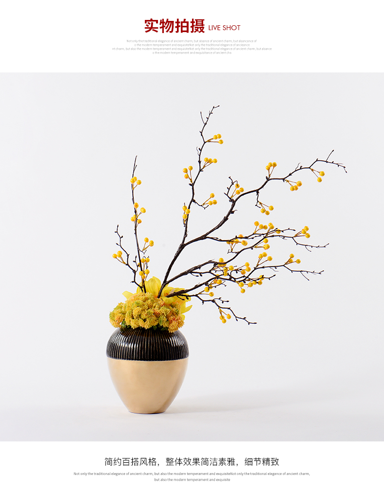 New Chinese style overall light floral key-2 luxury ceramic vases, yellow peach blossom put bonsai soft outfit example room estate home furnishing articles