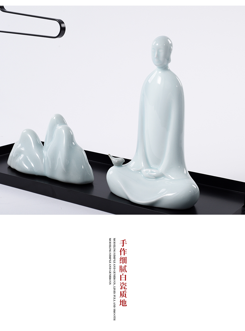 New Chinese style ceramic small zen monk furnishing articles creative home study teahouse desktop soft adornment ornament