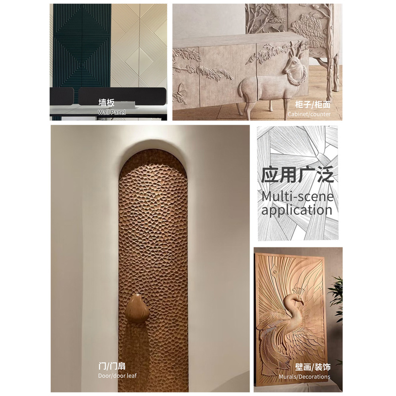 Solid Wood Texture Board 3D Carved Bedside Background Wall Decorative Board Waterproof Paint-Free Wood Veneer Interior Wall Panel