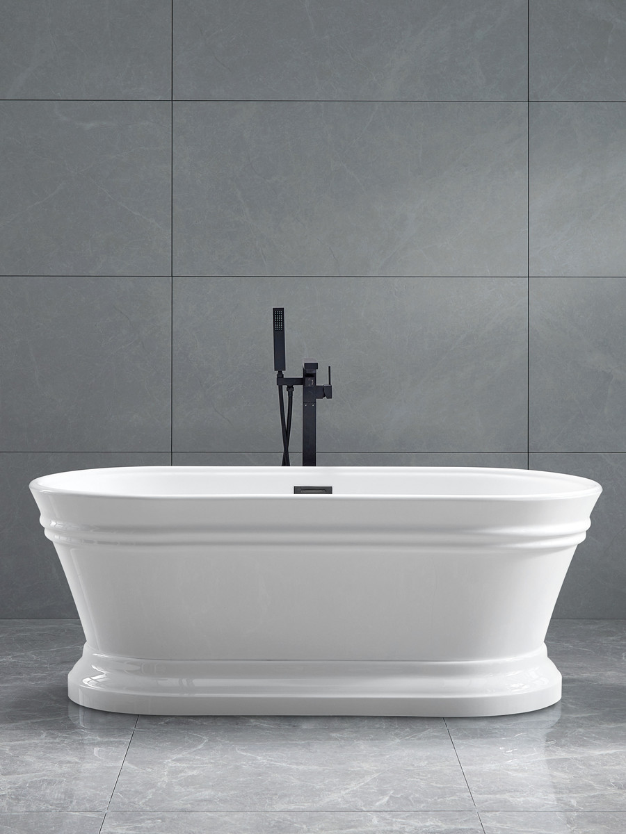 Japanese wave stripes red art thin edge independent minimalist household acrylic lawn tub 1 5 - 1 7 m