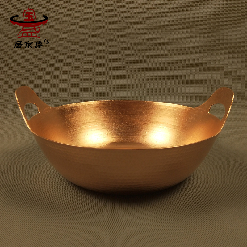 Pure copper soup pot 30cm special double ear thickened pot gas hot pot pure copper watertight