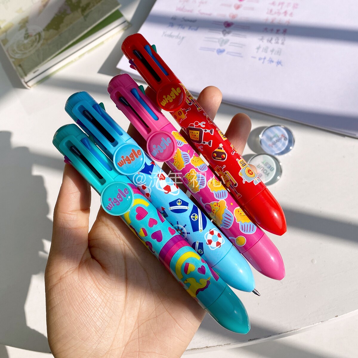 Out of Malaysia 8 Colors Cartoon Press Automatic Ballpoint Pen